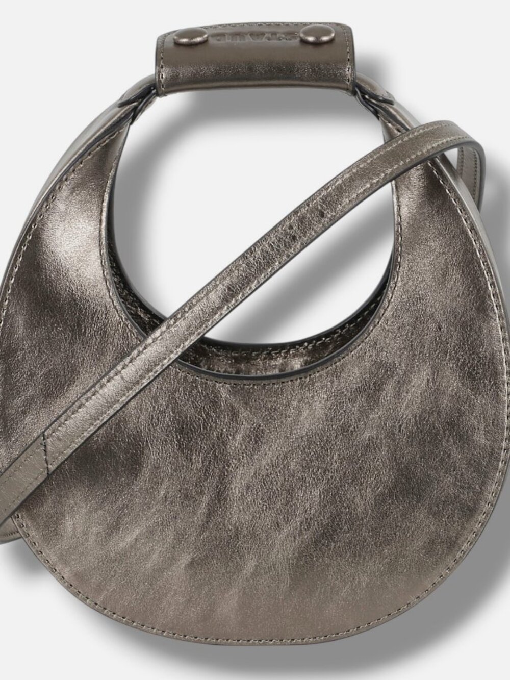 Staud Women's Gray Leather Good Night Moon Shoulder Bag
